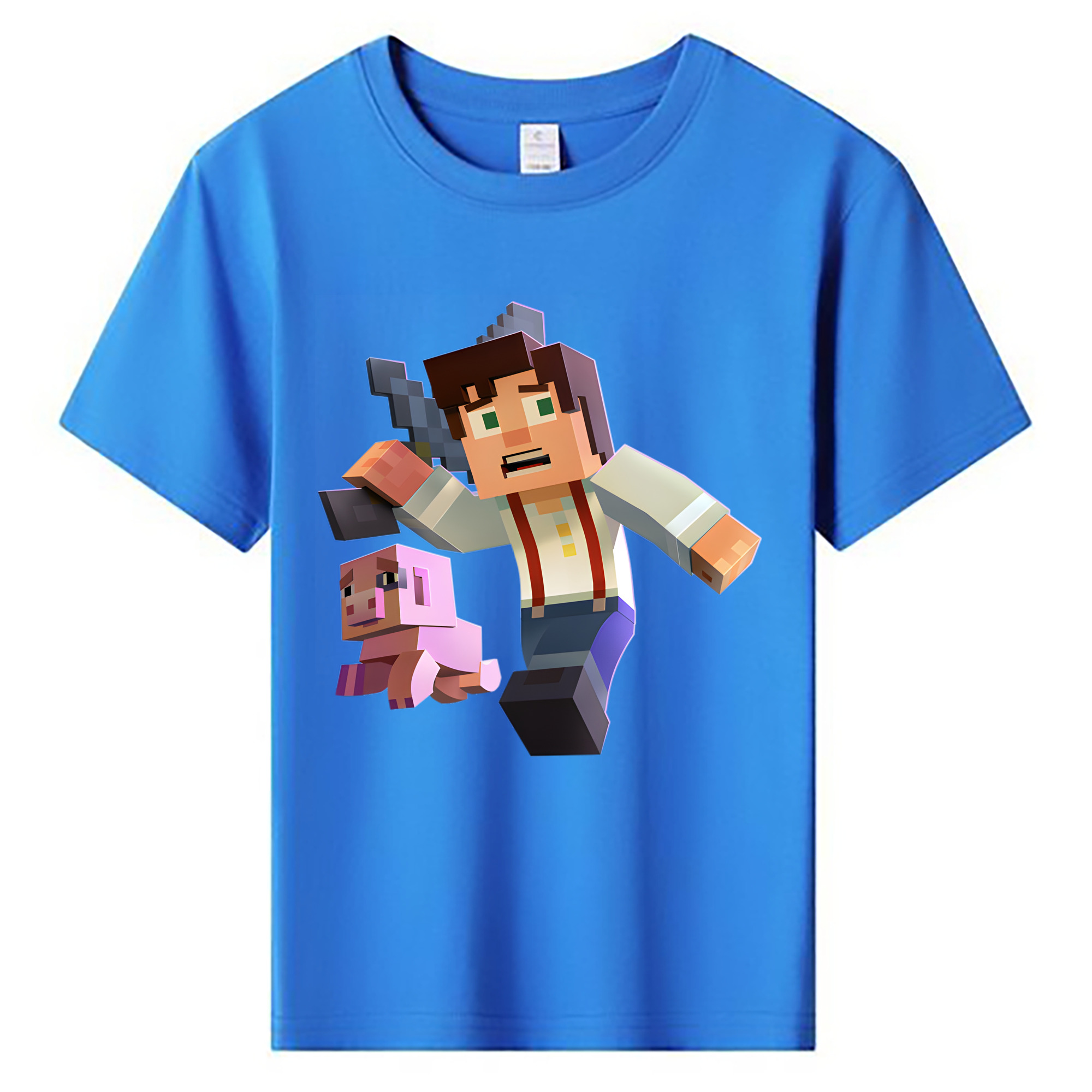 （画像用） マインクラフト ブロックの世界 Minecraft MC Block world 綿100％キッズTシャツ（フロントプリント）